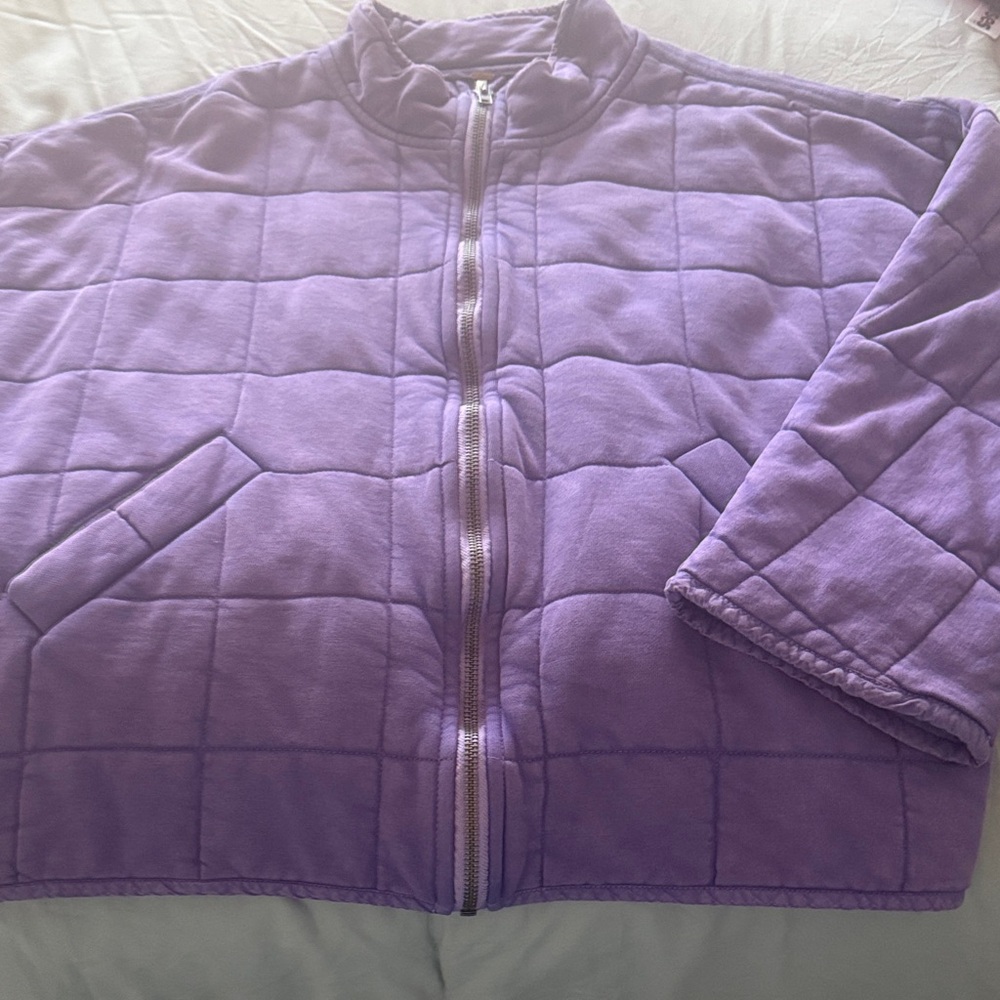 Free People Lavender Quilted Bomber Jacket